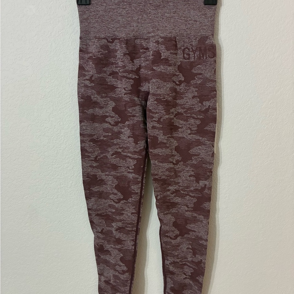 Gymshark Camo Seamless Leggings Purple Marl High Waisted Athletic 23” Waist